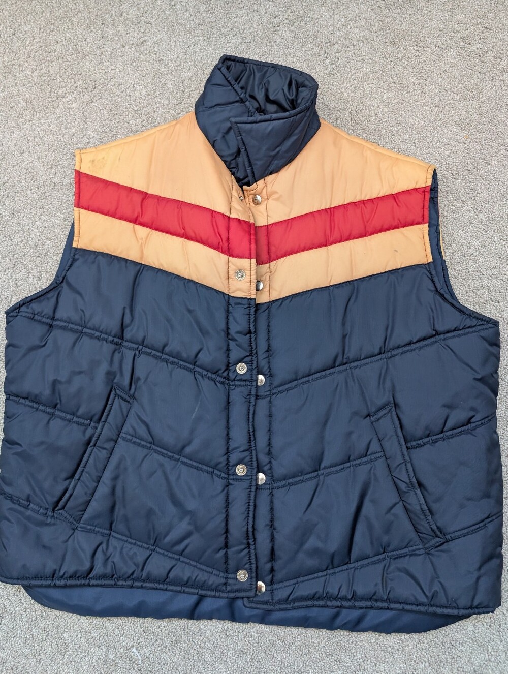 Vintage Sigallo Color Block Puffer Vest Mens XL Made In Korea Retro Outdoor